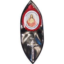 Sacred Heart Badge With Crucifix
