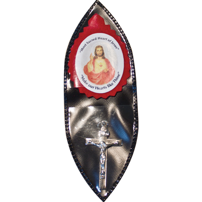 Sacred Heart Badge With Crucifix