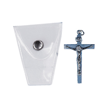 Crucifix pendant with plastic case