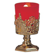 Electric Ruby Glass Votive Stand