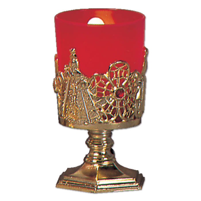 Electric Ruby Glass Votive Stand