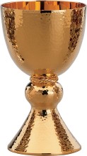 Gold Plated Brass Textured Finish Chalice and Paten