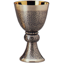 Oxidized Silver-plate Communion Chalice with Paten