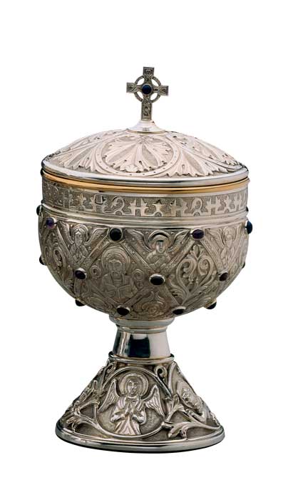 Brass Silver and Gold Plate Germanic Ciborium