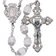 Filigree Design Silver and Crystal Rosary