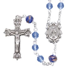 Sapphire Blue Rose and Heart Design Crystal Rosary
