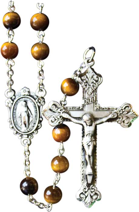 Sterling Tiger Eye Rosary