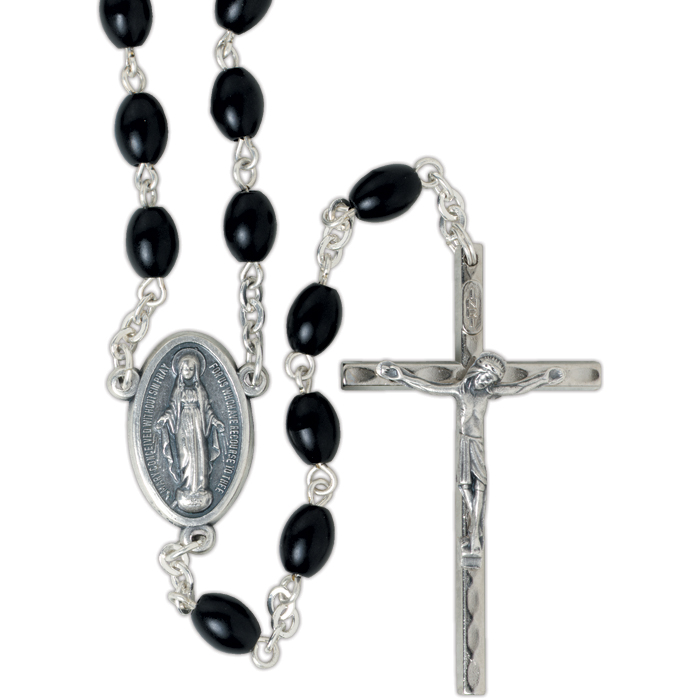 Black Plastic Bead Rosary