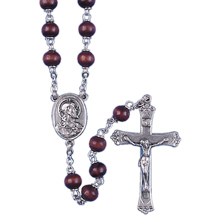 Marrone Wood Bead Rosary