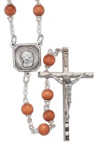 Brown Wood Bead Rosary