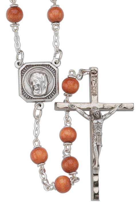 Brown Wood Bead Rosary