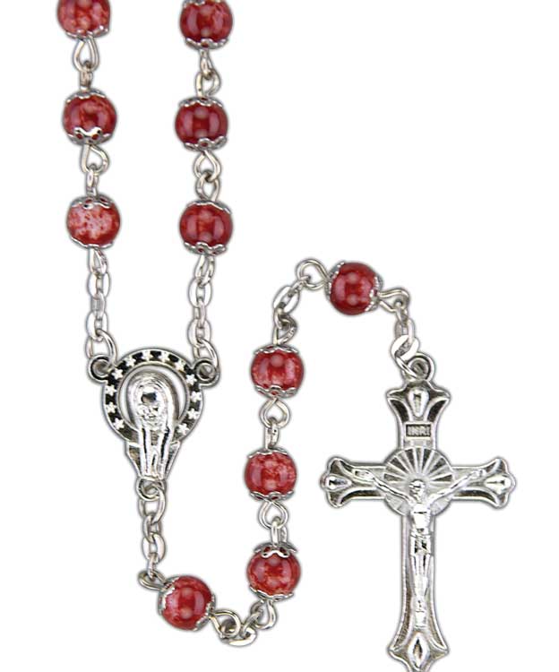Marbleized Ruby Bead Rosary