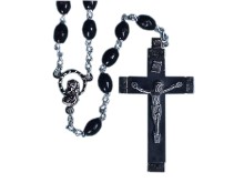 Black Bead Wood Crucifix Rosary
