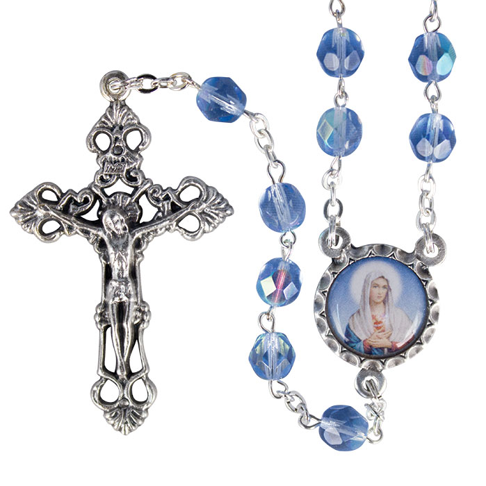 7mm Blue Marian Rosary