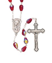 Red Glass Tear Drop Bead Rosary