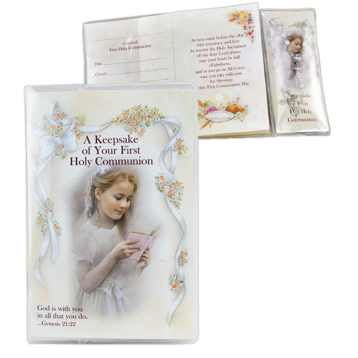Girl First Communion Prayer book & Rosary