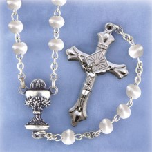 Handmade White Cats Eye Rosary