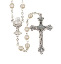 Pearl Glass Bead First Communion Rosary