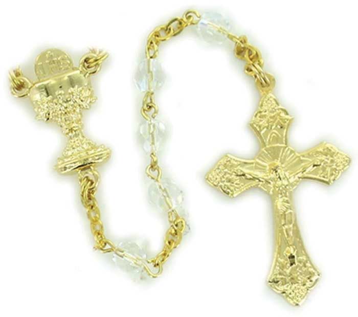 Pearl Finish Crystal Glass Bead Rosary