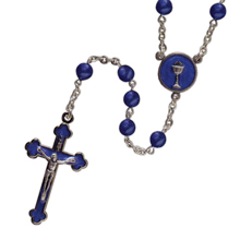 Blue Glass Bead First Communion Rosary