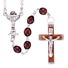 Wood Bead First Communion Rosary
