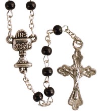 4mm Black Glass First Communion Rosary