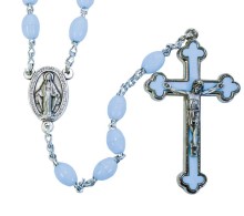 Lt. Blue Oval Bead Budded Crucifix Rosary