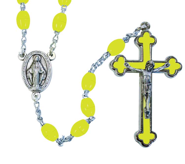 Yellow Oval Bead Budded Crucifix Rosary