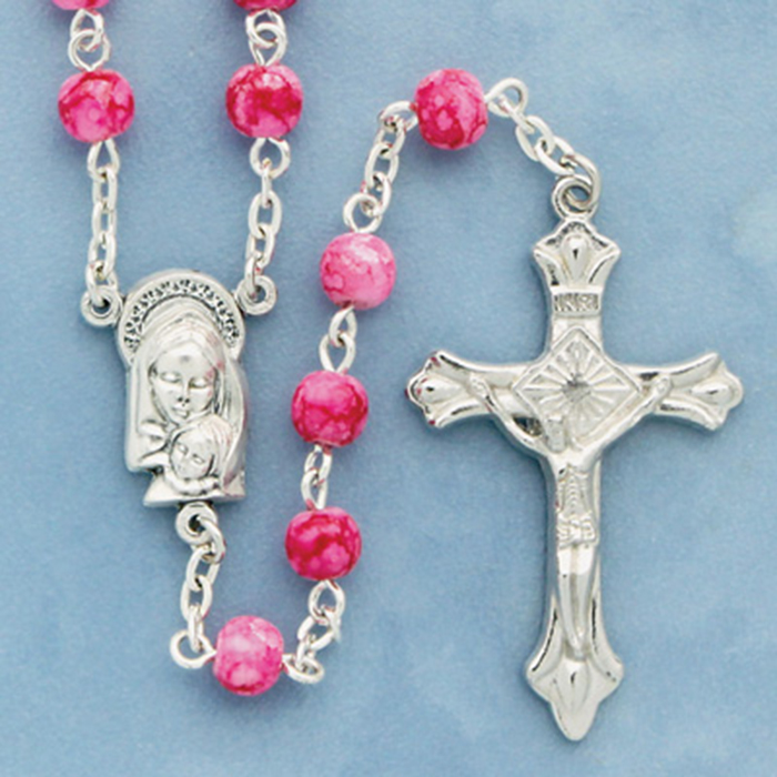Imitation Pink Marble Rosary