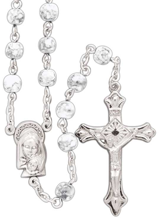 Imitation White Marble Rosary