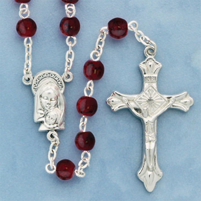 Imitation Red Marble Rosary