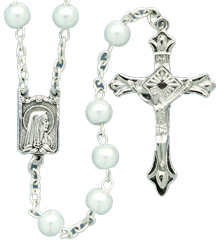 White Pearl Bead Rosary