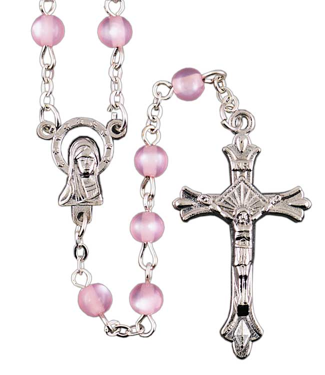 6mm Pink Cat's Eye Rosary