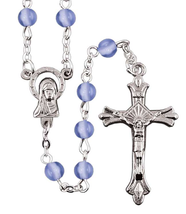 6mm Light Blue Cat's Eye Rosary