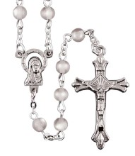 6mm White Cat's Eye Rosary