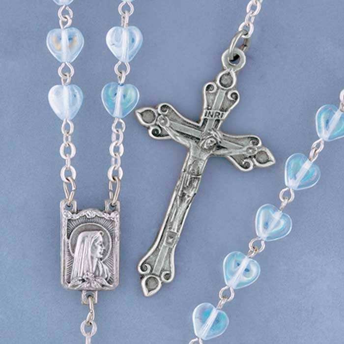 Blue Heart Bead Rosary