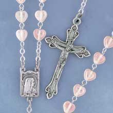 Pink Heart Bead Rosary