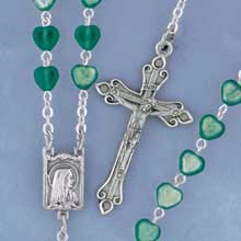 Emerald Heart Bead Rosary