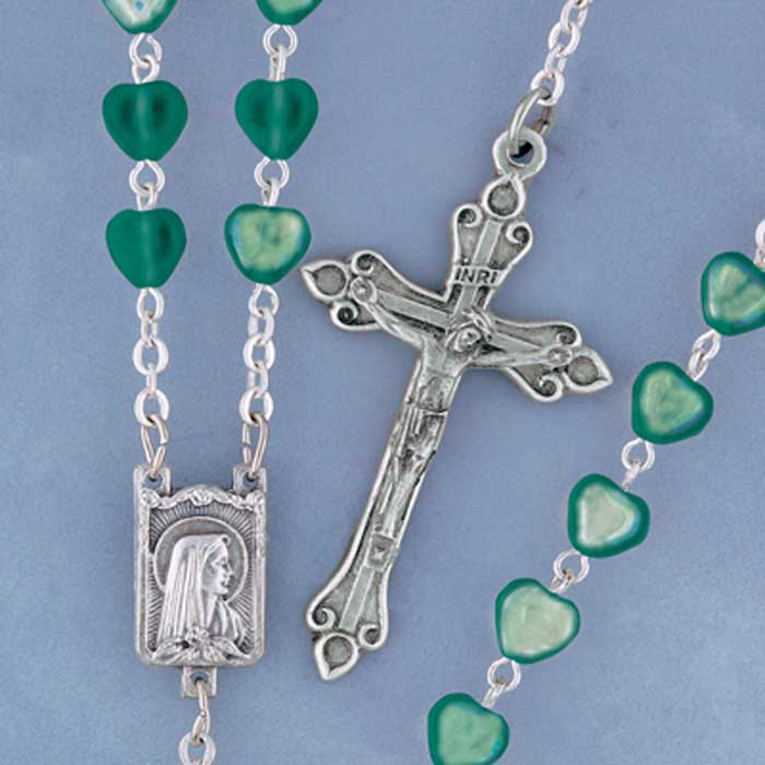 Emerald Heart Bead Rosary