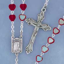 Ruby Heart Bead Rosary