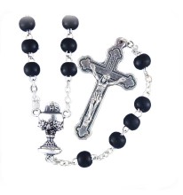 Black Glass First Communion Rosary
