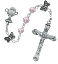 Pink Pearl Butterfly Rosary