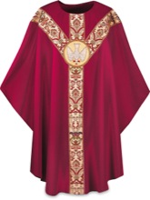 Dark Red Chasuble in Dupion Fabric