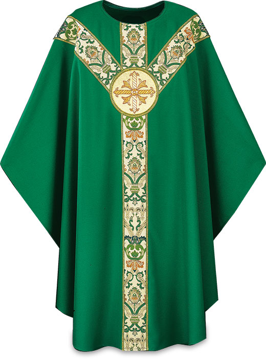 Green Chasuble in Dupion Fabric