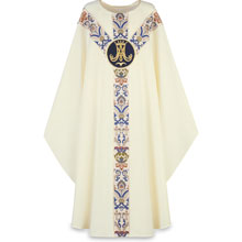 Marian Chasuble in White Dupion Fabric