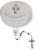 Silver Confirmation Box and Rosary