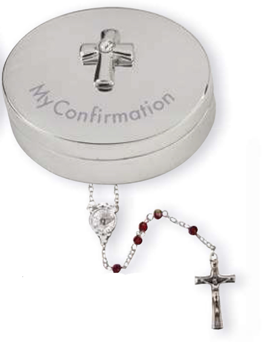 Silver Confirmation Box and Rosary