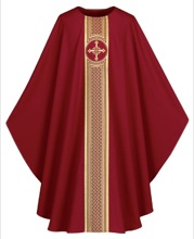 Red Pius Chasuble with Cross
