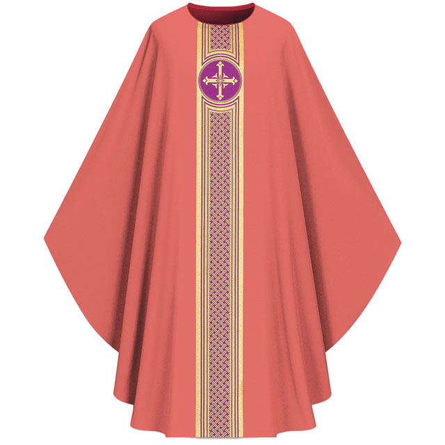 Rose Pius Chasuble with Cross