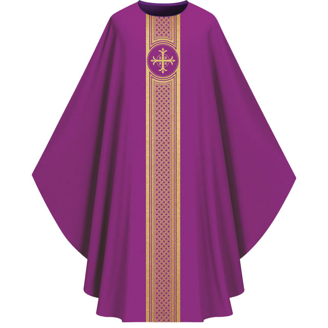 Purple Pius Chasuble with Cross